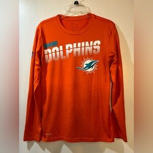 Miami Dolphins Orange Nike On Field Apparel Long Sleeve Top Womens Sz Small